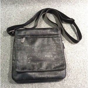 Tour Paris France All Black All Over Print Black Shoulder Sling Purse Adjustable